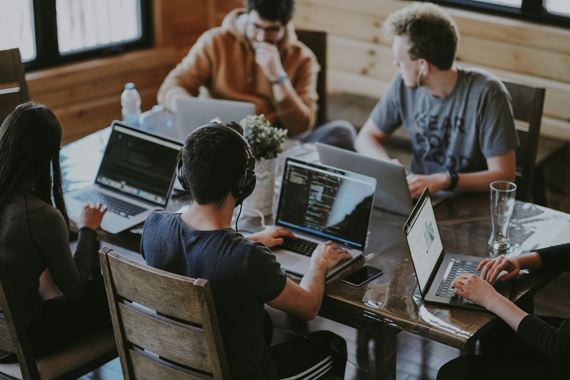 Marketing team collaborating in an office